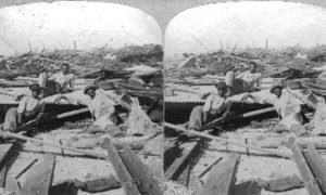 SC#79-10 Galveston Disaster. Survivors from flood on Mallory wharf.