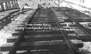 G-17713FF3.3-3 Greater Galveston Causeway.  Looking toward Virginia Point from Railroads and Interurban Tracks.