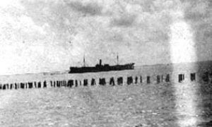 G-1771FF2.1-11 One of the Mallory line grounded where the wagon bridge stood