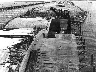 Photograph labeled Galveston Causeway under Construction 