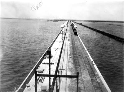 Photograph labeled Causeway nearly completed