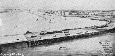 Photograph labeled Proposed Causeway connectg Galveston with Mainland
