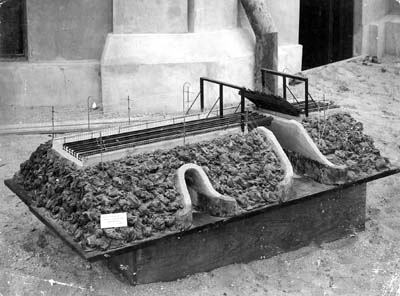 Photograph labeled A working model of the proposed first causeway
