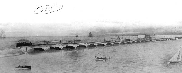 Photograph of an artist's conception of causeway