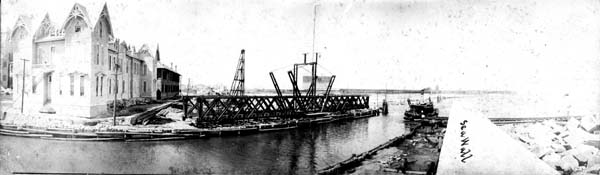 Grade RAising, Photograph labeled Entrance to Canal from the Bay near Sealy Hospital