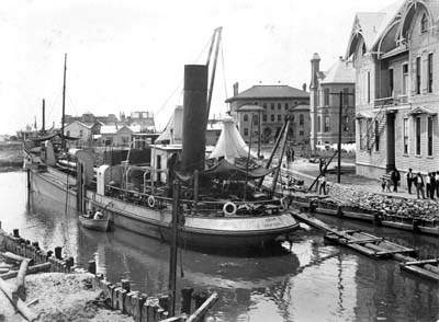 Grade Raising, Photograph labeled Holm Excavating Canal Near Sealy Hospital