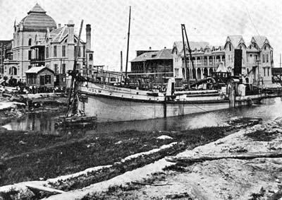 Grade Raising, Photograph labeled Dredge Boat Holm