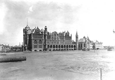 Grade Raising, Photograph labeled South View of Convent after Grade Raising 