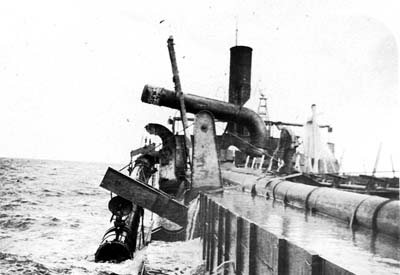 Photograph of dredge Leviathan, loading completed