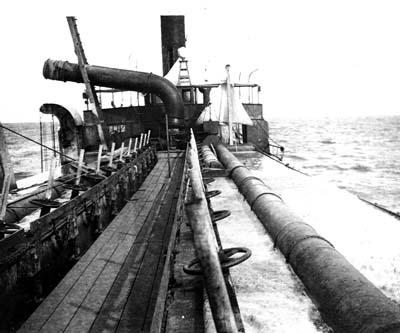 Photograph of dredge loading in Galveston Bay