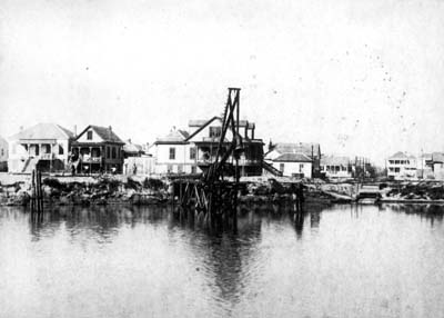 Grade Raising, Photograph labeled Platte Home before fill 