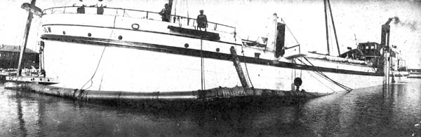 Grade Raising, Photograph labeled Suction pipe of Holm after converting from Hopper dredge to straight dredge 