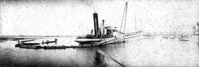 Grade Raising, Photograph labeled Initial work of Holm as a straight dredge
