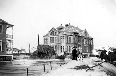 Photograph of discharge of fill around Bath Avenue School 