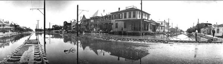 Photograph labeled Scene of Ave J, Looking East from 19th Street 