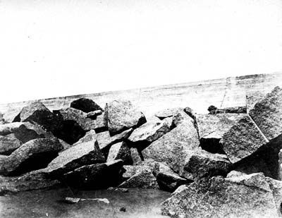 Seawall, Photograph labeled Looking square at it from beach