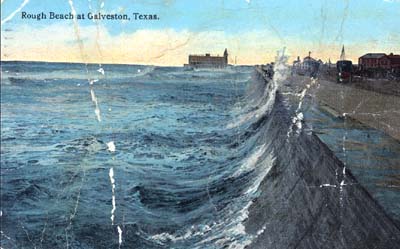 Seawall, Photograph labeled Rough Beach at Galveston, Texas 