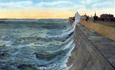 Seawall, Photograph labeled Rough Sea at Galveston, Texas 