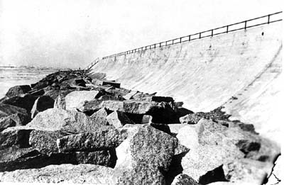 Seawall, Photograph looking up from riprap toward Seawall 
