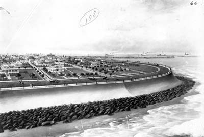 Seawall, Photograph labeled Sea Wall, Galveston, Texas 