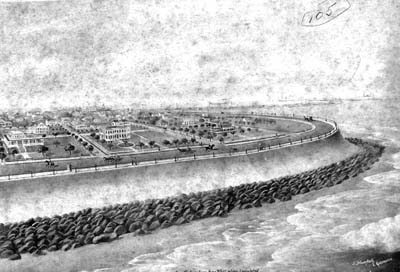 Seawall, Photograph labeled Painting by J. Stockfleth of Galveston of Engineer's Plan of Seawall 
