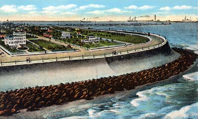 Seawall, Photograph labeled Seawall, Galveston, Texas