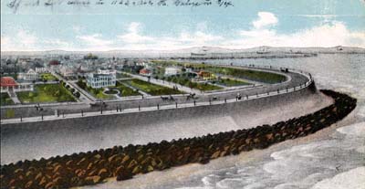 Seawall, Photograph labeled Galveston, Texas. East End of Sea Wall 