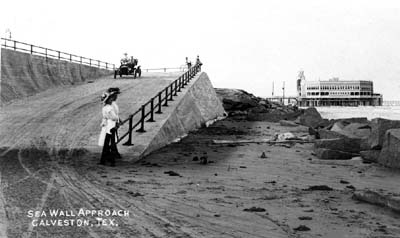 Seawall, Photograph labeled Sea Wall Approach Galveston, Tex. 