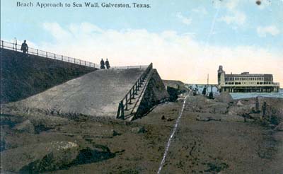 Seawall, Photograph labeled Beach Approach to Sea Wall, Galveston, Texas