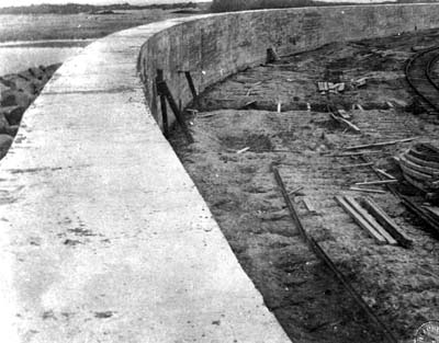 Seawall, Photograph looking west along top of curved portion of Seawall 