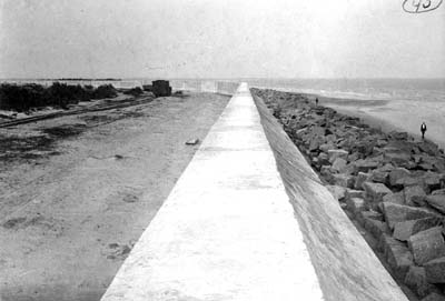 Seawall, Photograph labeled Section showing 3 units of solid masonry of seawall 