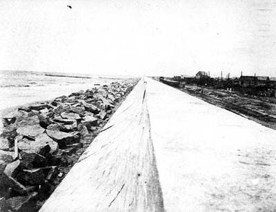 Seawall, Photograph taken from top of wall looking west 