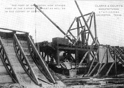 Photograph labeled The Galveston Seawall. The Big Mixer 