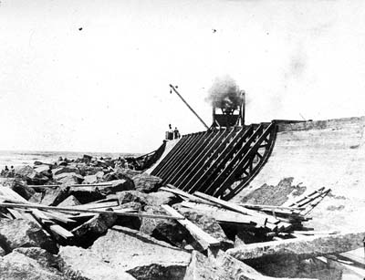 Photograph labeled Completed & uncompleted sections 