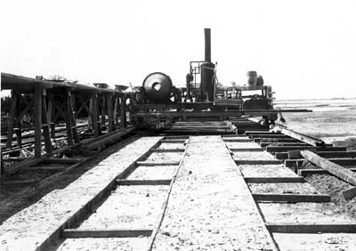Photograph of steam mixer laying foundation for Seawall
