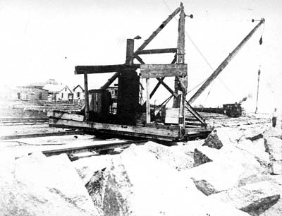 Seawall, Photograph labeled The riprap machine 