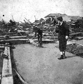 Photograph labeled Identifying the dead
