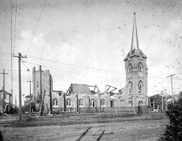Photograph labeled Ruins of St. Johns Methodist Church 25th at Broadway