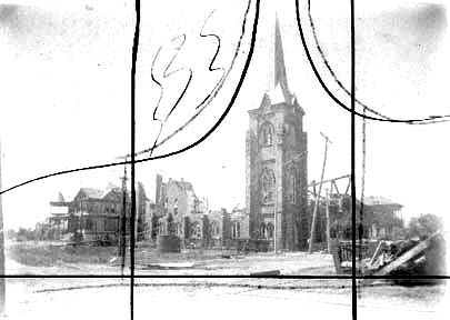Photograph labeled Ruins St. John M. E. Church