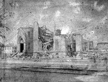 Photograph labeled Wreck of First Baptist Church