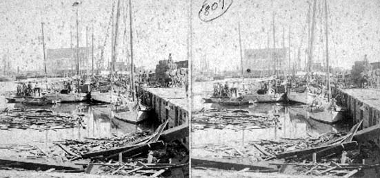 Stereo card labeled 20th St., Wharf