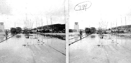 Stereo card of waterfront view