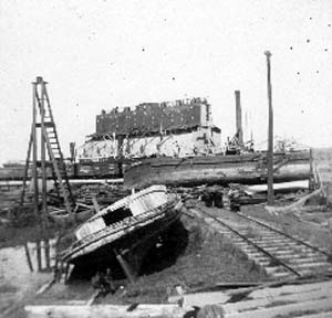 Photograph labeled Wreck of Elevator