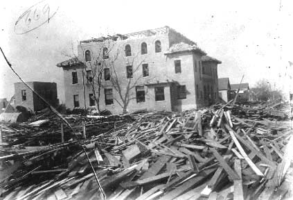 Photograph labeled Ruins of Breckenridge University Hall