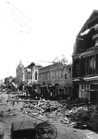 Photograph of Avenue F, showing Harmony Hall in background