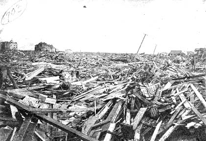 Photograph labeled� Scene in Galveston after the 1900 Storm