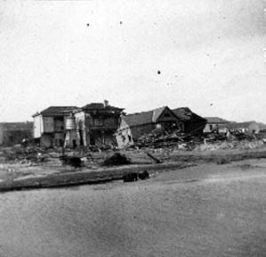 Photograph labeled Beach looking North toward City