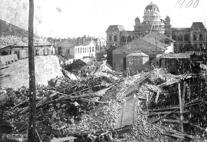Photograph labeled After the Dulitz Bldg fell