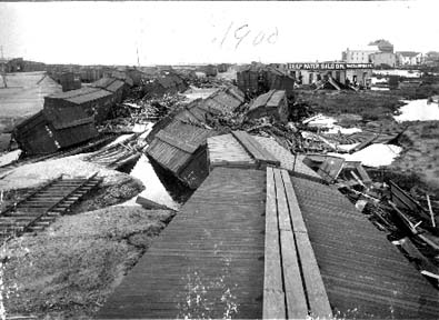 Photograph labeled Cars of Grain near Elevator A Pier 14