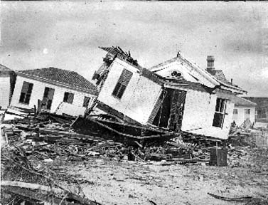 Photograph of wrecked houses